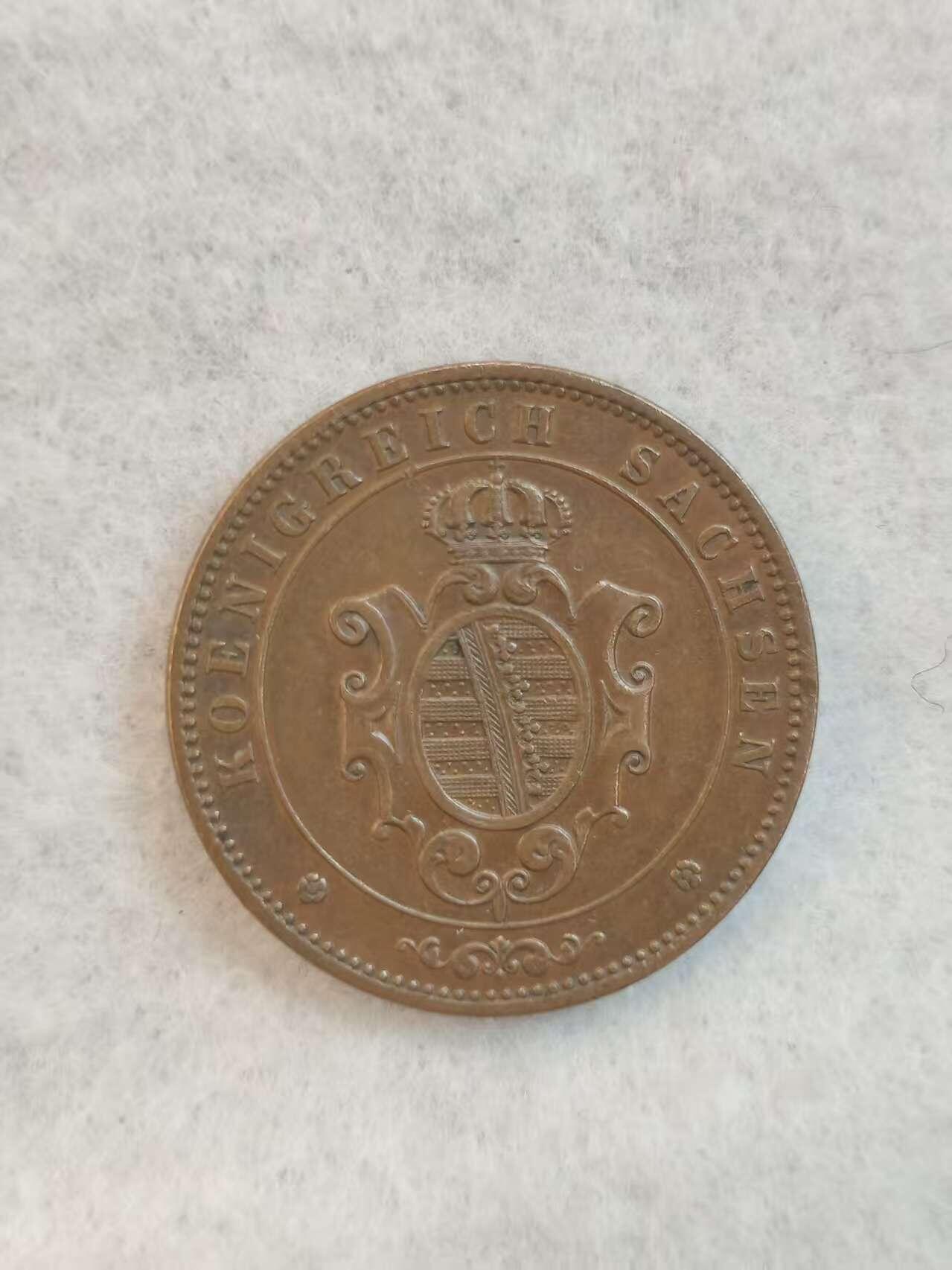 G&W世界散币，银币处理专场（第39场） 德意志联邦 萨克森王国1863年5芬尼  铜币