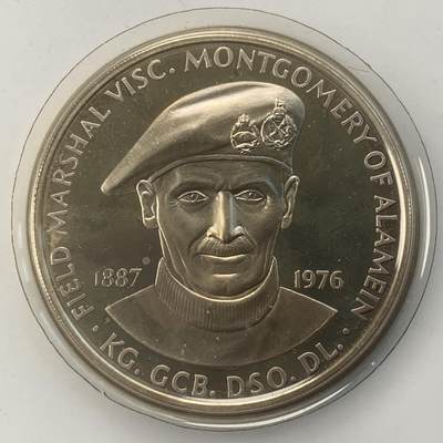 掌中浮雕-藏着的欧洲第046场 - 1976年英国陆军元帅二战名将蒙哥马利纪念银章，38.56mm，28.7g，原盒带标签