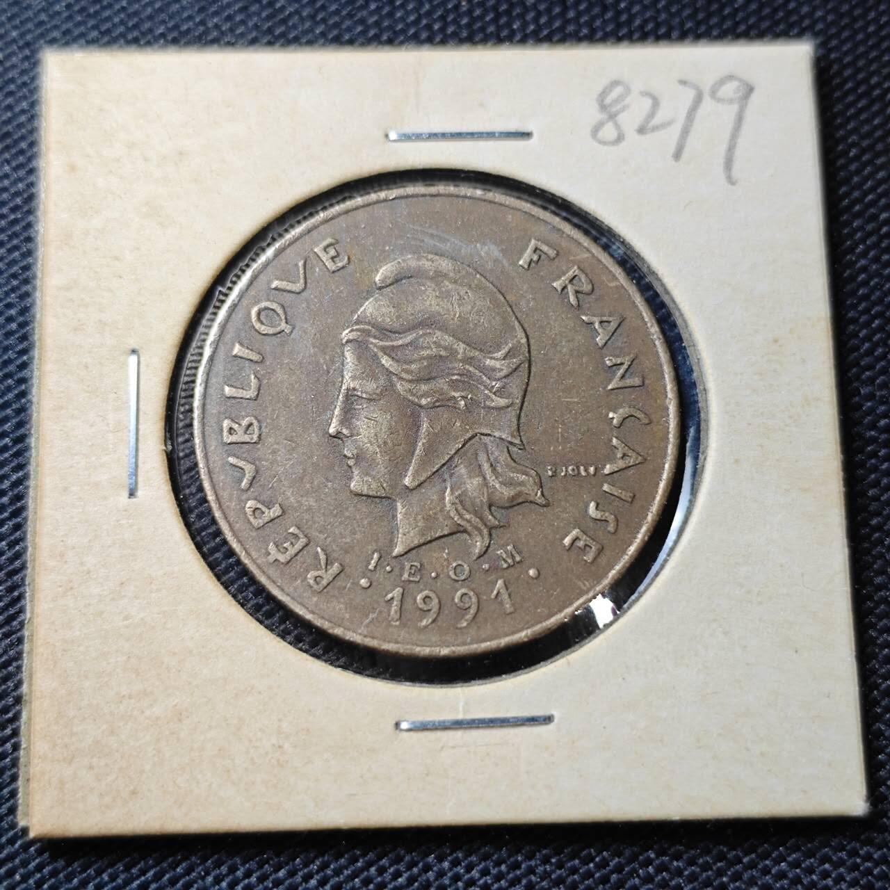 KK钱币收藏小铺 第382期  2月预留时间 周末发货   1991新喀里多尼亚100法郎