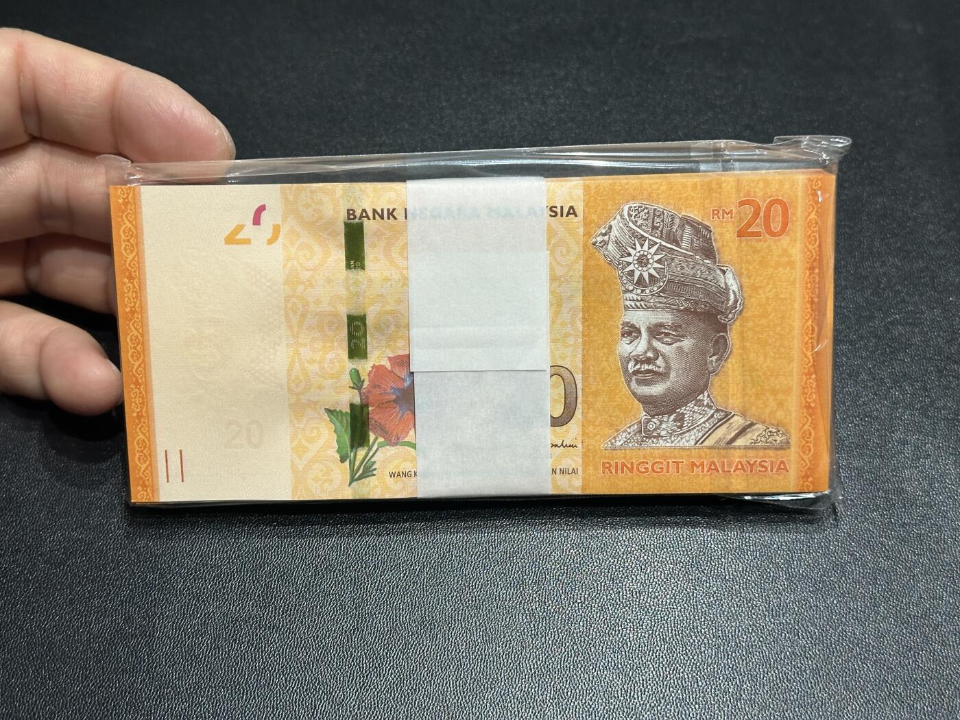 《外钞收藏家》第五百九十四期（畅拍场）（本平台长期征集拍品、欢迎藏友们联系合作） 马来西亚纸币版20林吉特 100张一起 全新