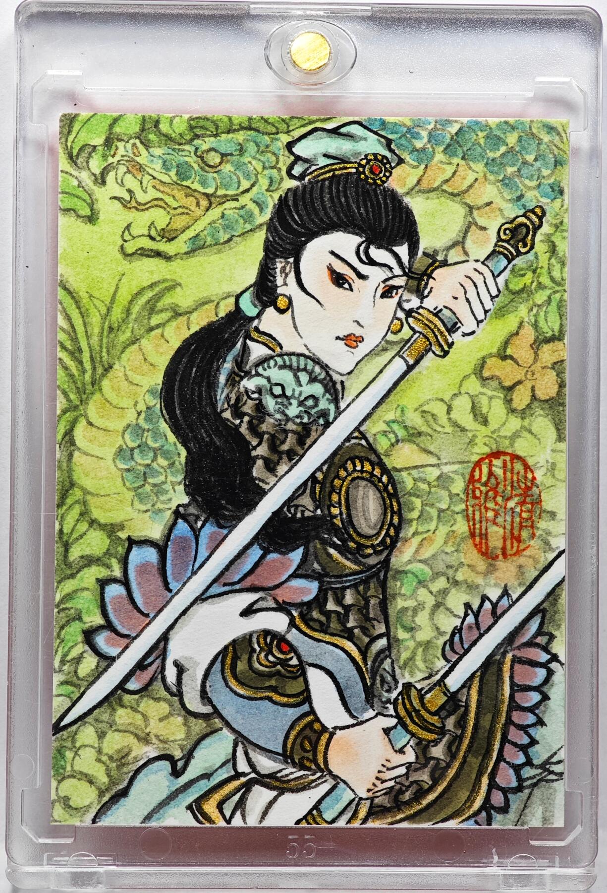 白泽拍卖卡牌手绘专场第30期（白金之夜 跨年大拍） 2025 卢艺丰手绘卡 一丈青扈三娘  卢艺丰签题 卡砖封装