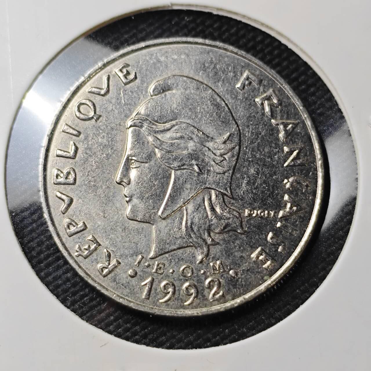 KK钱币收藏小铺 第382期  2月预留时间 周末发货 1992新喀里多尼亚20法郎