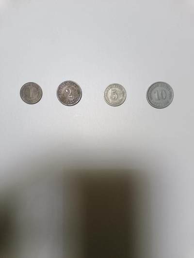 【20251218】非全新纸币和硬币第315场 - 德国早期4枚硬币不同版本