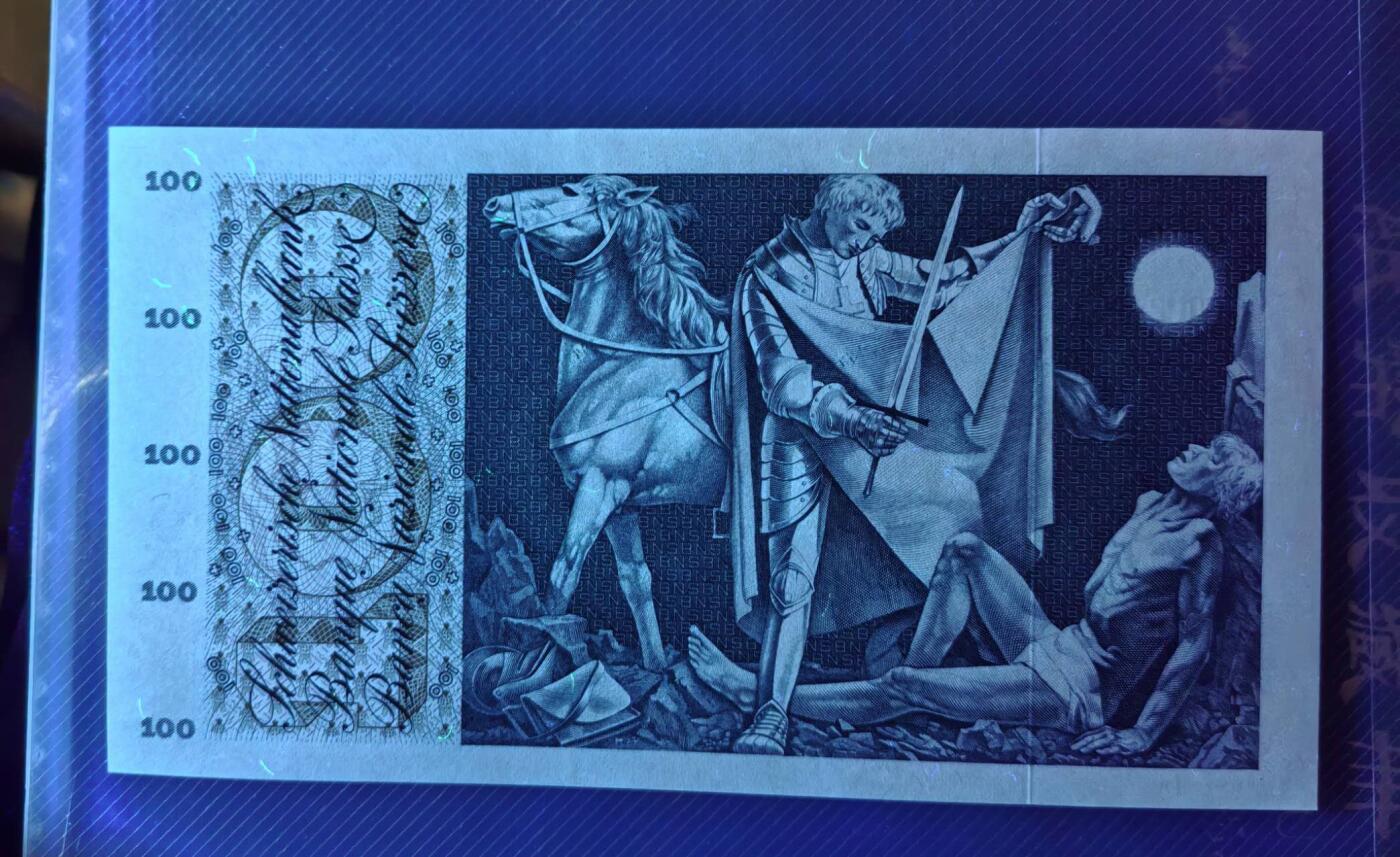 AU＋或Unc- 1973年瑞士100法郎纸币 看描述