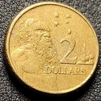 泉币菌-第148场-精品福利场 - 高币值 澳大利亚 2澳元铝青铜币 伊丽莎白二世 土著长者 21MM 
