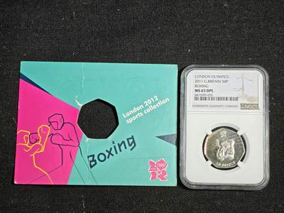 刘世昌艺术品销售中心～虎踞龙蟠*金杨在线联拍群第512期 - 英国2011年“奥运会～拳击”纪念币（NGC  MS65DPL  串号：6415595-035）1枚，原册。