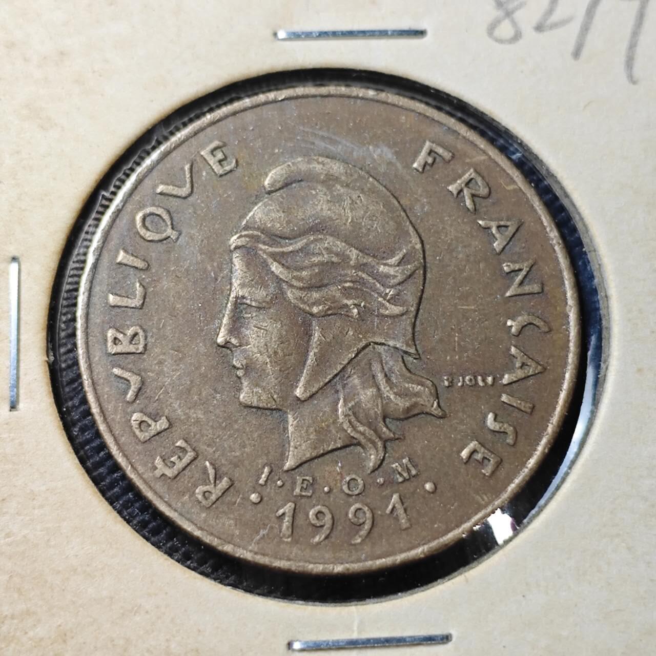 KK钱币收藏小铺 第382期  2月预留时间 周末发货   1991新喀里多尼亚100法郎