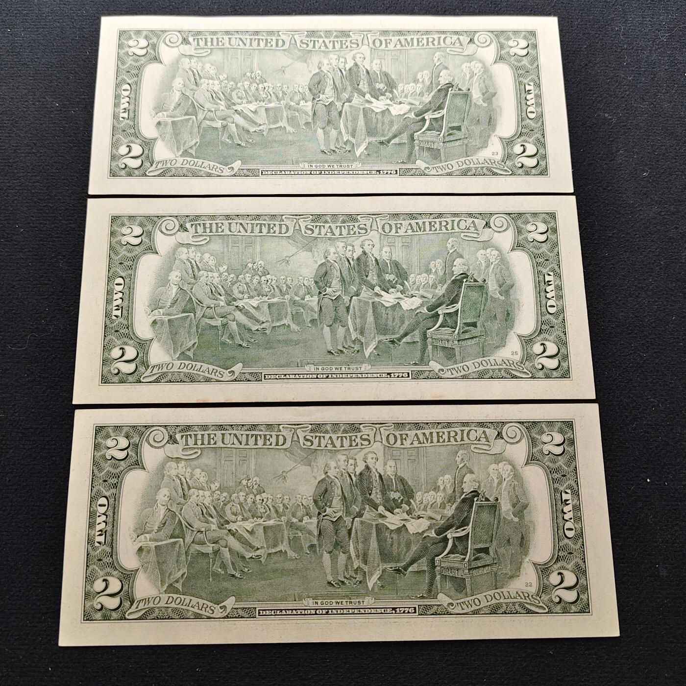 【全场包邮】纯粹捡漏拍486场（免费代拍第23场） 【纸钞】美国2元纸钞3枚一组