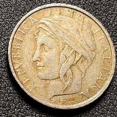 泉币菌-第148场-精品福利场 - 意大利100里拉白铜硬币 海豚 飞鸟 小麦 22mm 纪念币铜钱