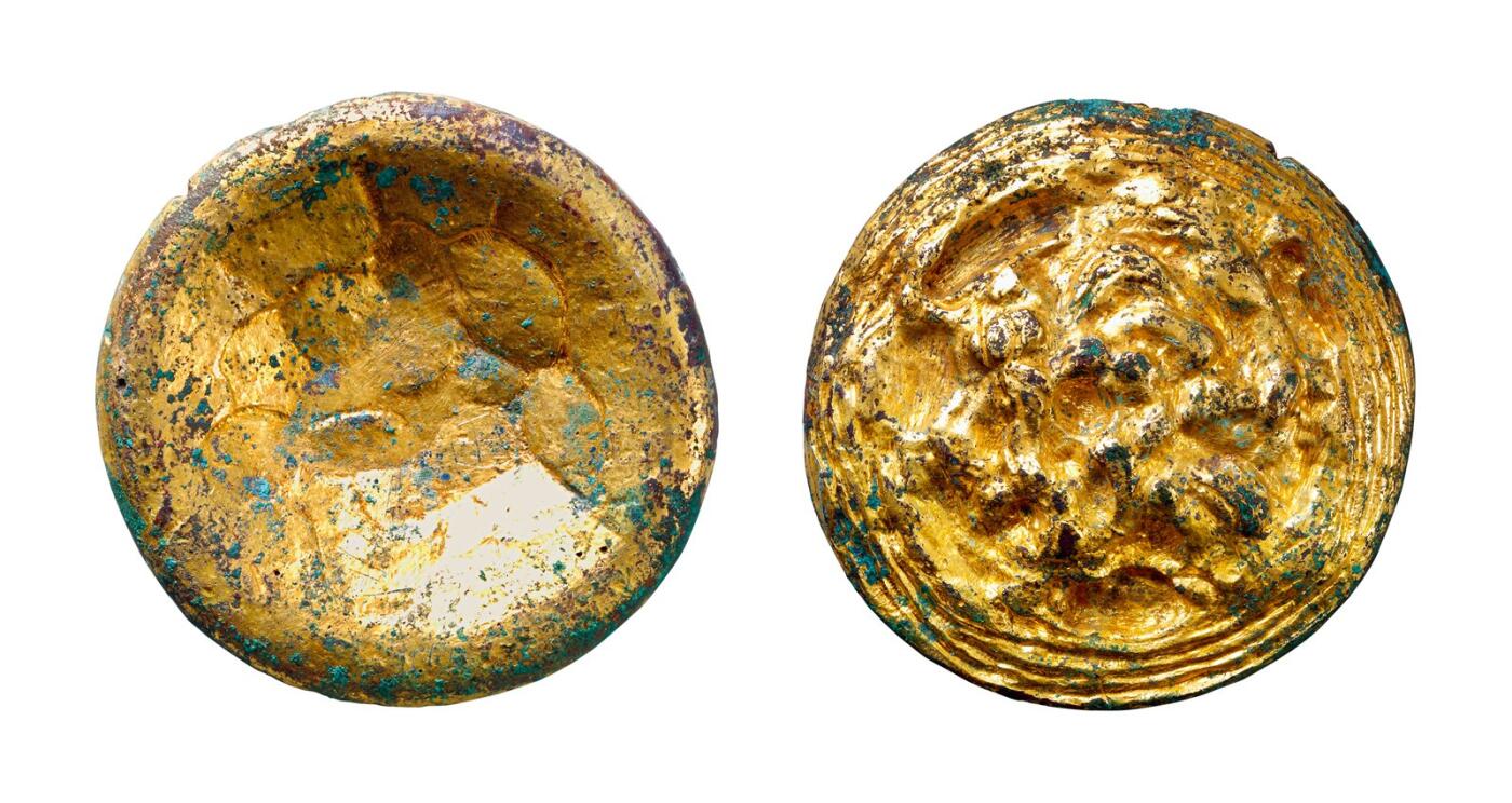 中贸圣佳2025年秋季拍卖会 争辉 中国历代古钱 西汉 铜鎏金饼 60.8*12.4mm