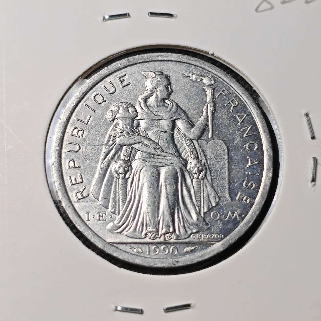 KK钱币收藏小铺 第382期  2月预留时间 周末发货  1990新喀里多尼亚2法郎