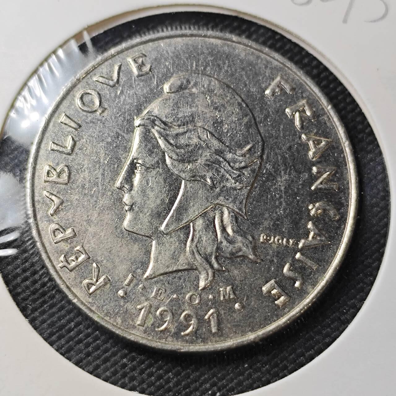 KK钱币收藏小铺 第382期  2月预留时间 周末发货 1991新喀里多尼亚50法郎