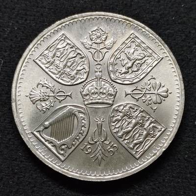 【全场包邮】纯粹捡漏拍486场（免费代拍第23场） - 英国1953年5先令女王加冕克朗型纪念币