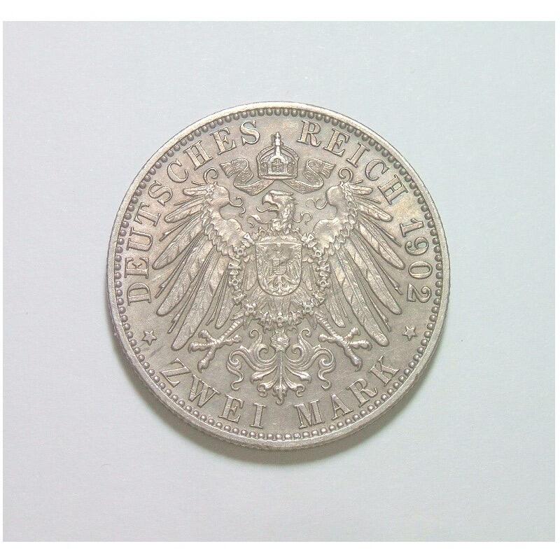 【银】德国巴登1902年 腓特烈一世登基50周年2马克银币 爽品