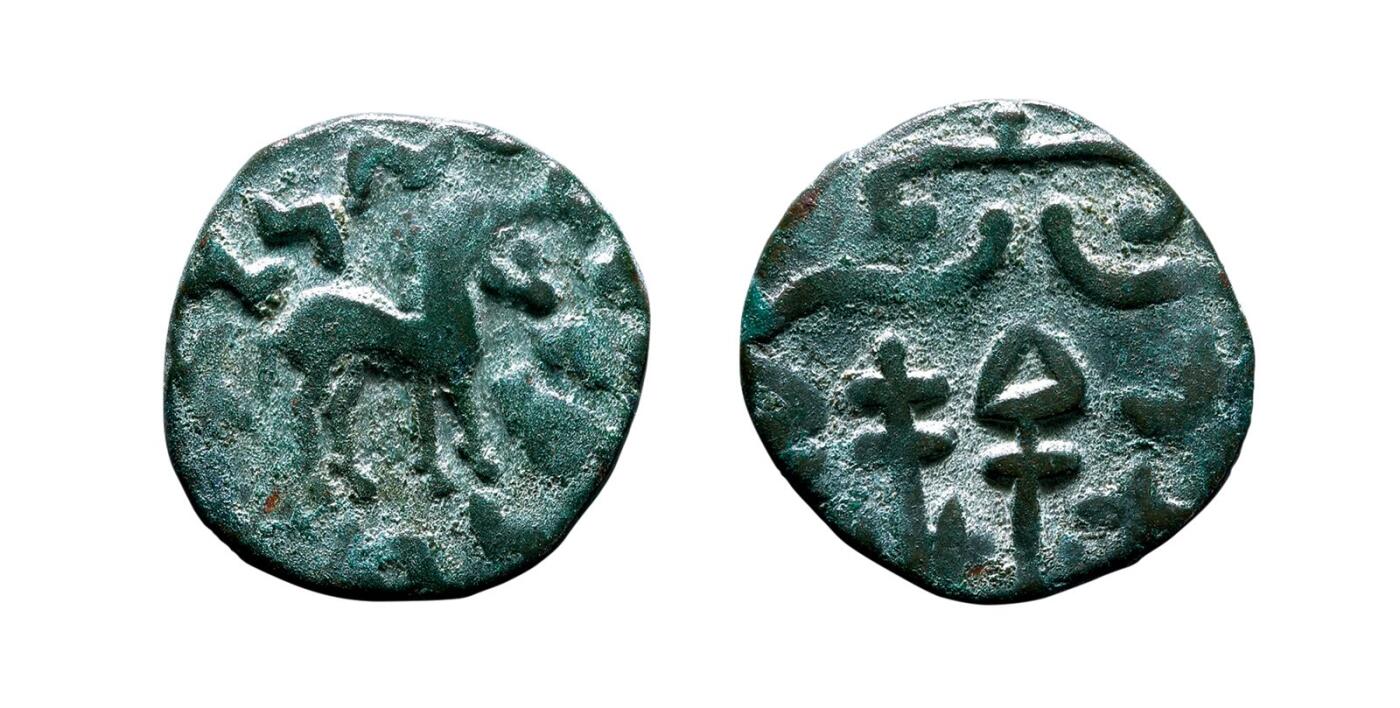 中贸圣佳2025年秋季拍卖会 争辉 中国历代古钱 汉·于阗国 汉佉二体钱“六铢钱” 19.55*2.50mm