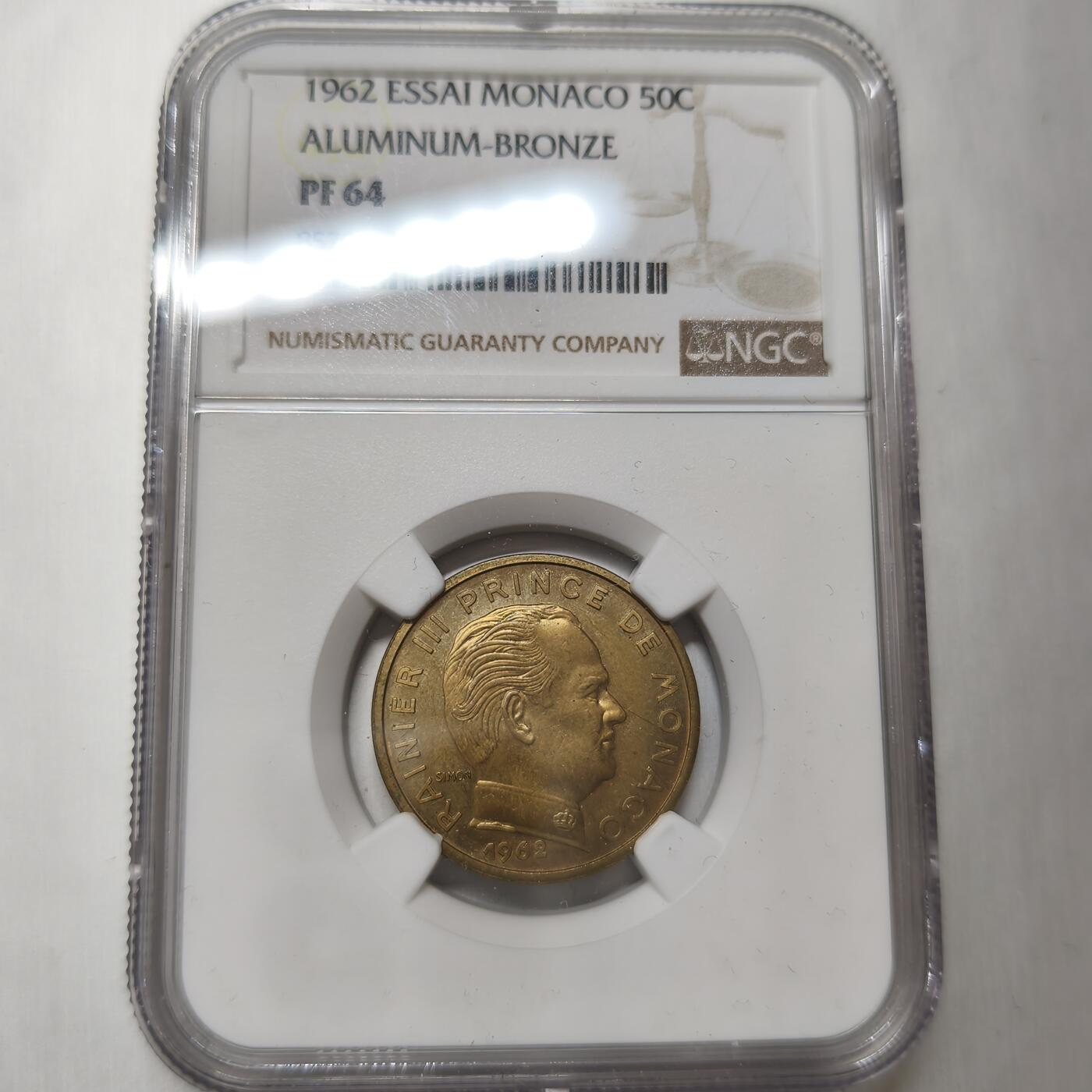 老蟹的宝藏🏴‍☠️ V NGC PF64 摩纳哥1962年50分样币