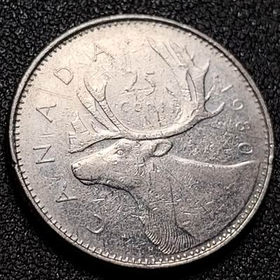 泉币菌-第148场-精品福利场 - 高币值 加拿大1980年1/4加拿大元 伊丽莎白二世 驯鹿 24mm 