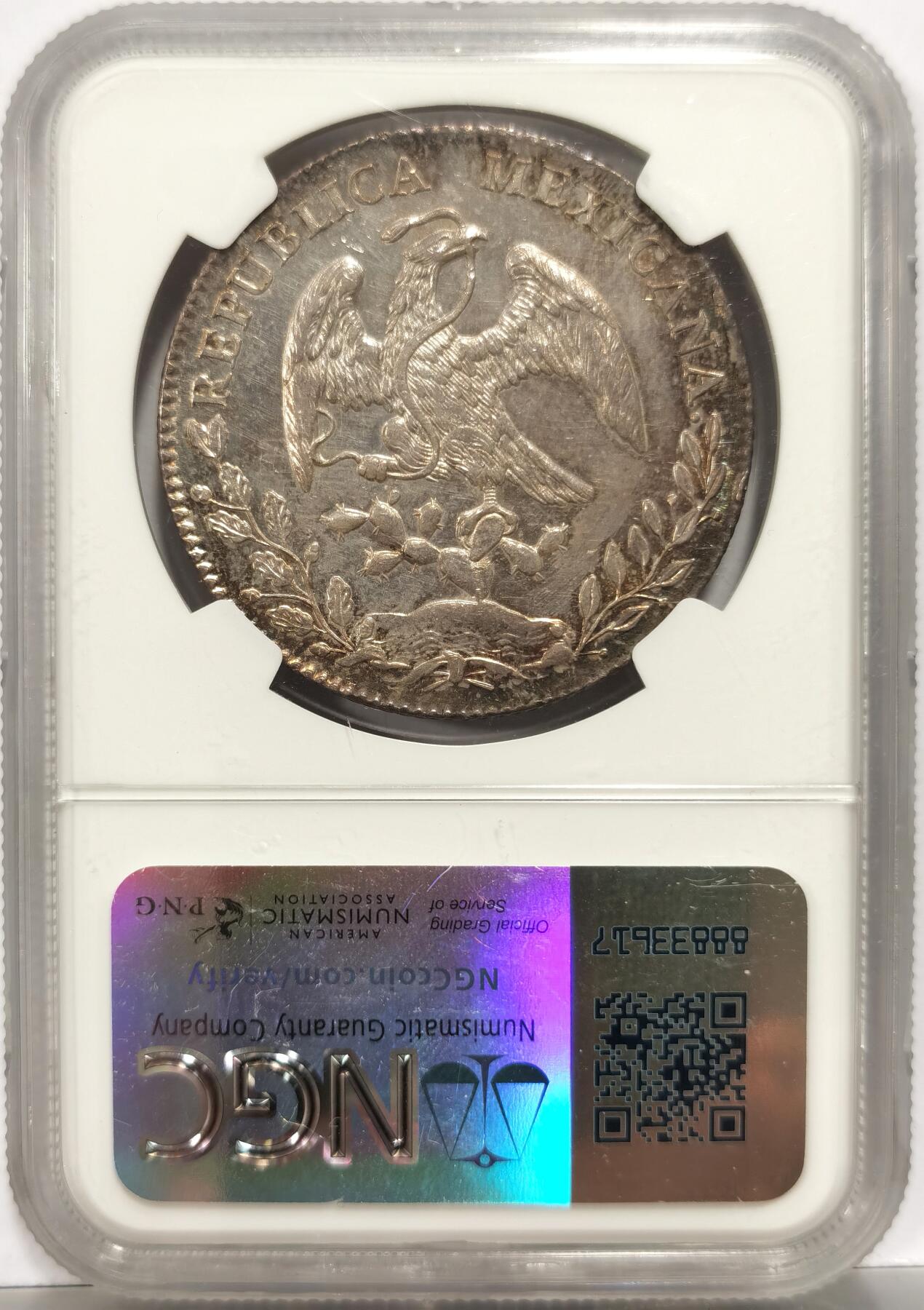 博洋堂世界钱币拍卖第153期（全场包邮） NGC MS62 墨西哥1893年MO AM版花边鹰洋 底版有点类精制 香槟色包浆 满满的硫化物