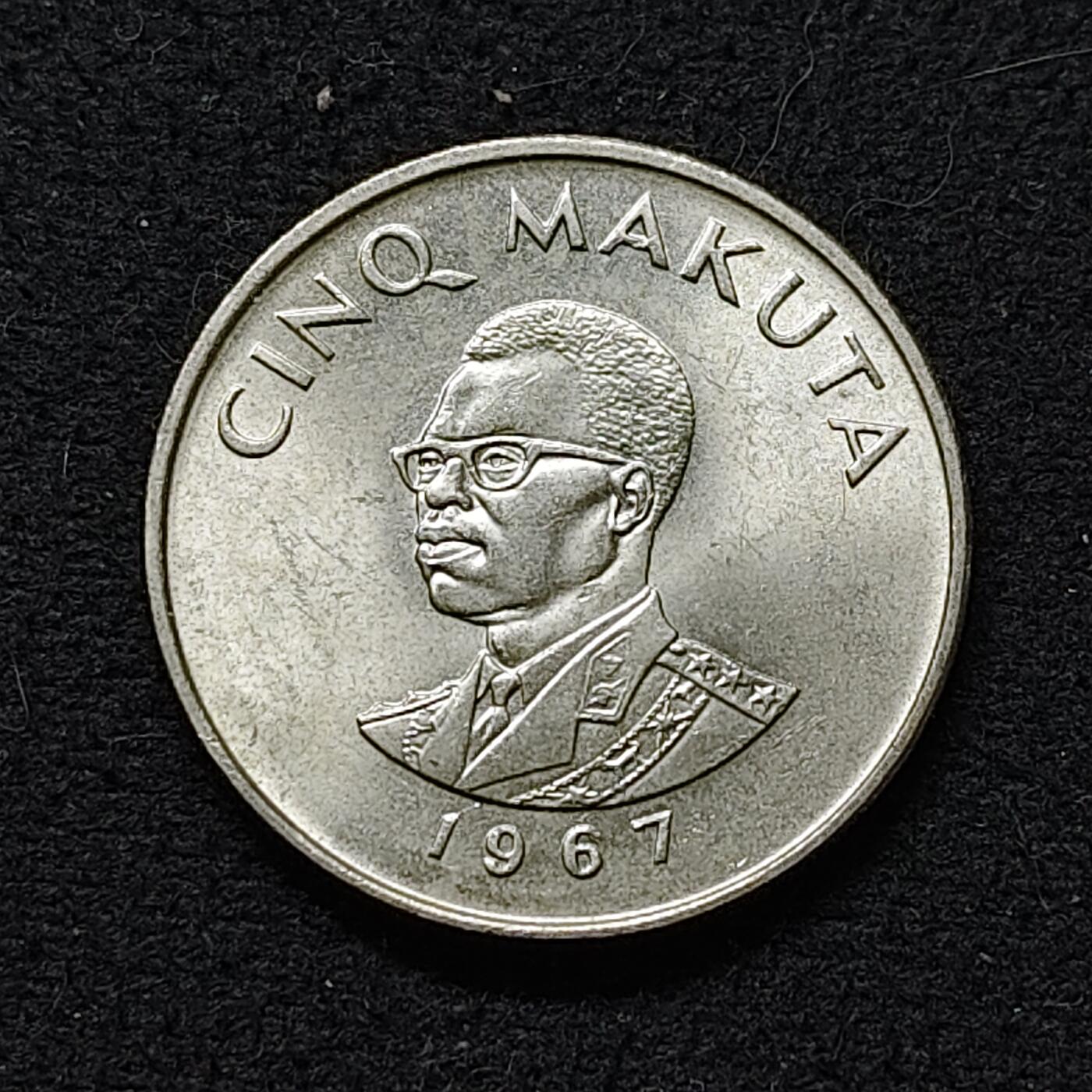 【全场包邮】纯粹捡漏拍486场（免费代拍第23场） 刚果民主共和国1967年5马库塔-首任总统蒙博托·塞塞·塞科