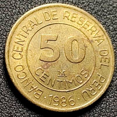 泉币菌-第149场-精品福利场 - 秘鲁50分黄铜币 1986年 直径23mm美洲币