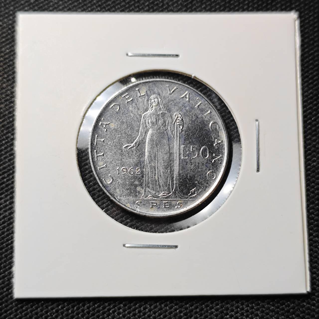 KK钱币收藏小铺 第382期  2月预留时间 周末发货 1962梵蒂冈50里拉 