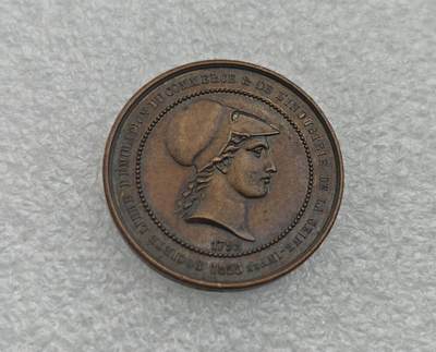 瓶子🏺第221期拍卖会 -  1855年法国雅典娜女神头像商业JETON铜质币章  稀少品种