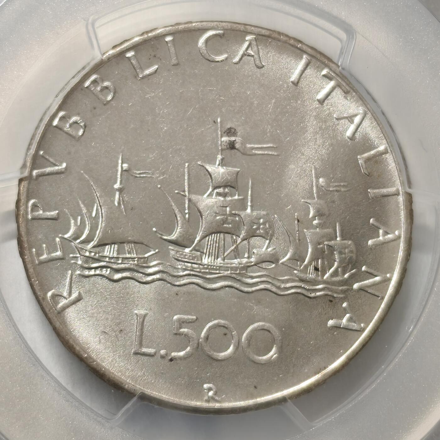 老蟹的宝藏🏴‍☠️ V PCGS MS64 1966年意大利500里拉银币