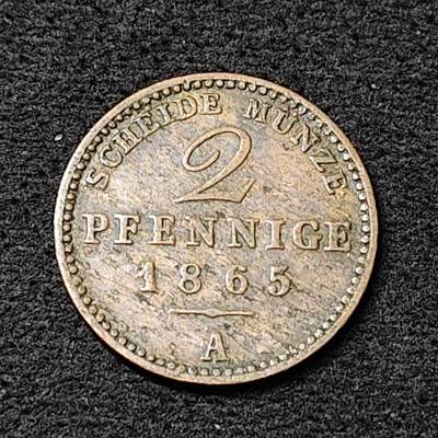 【全场包邮】纯粹捡漏拍486场（免费代拍第23场） - 德国萨克森-魏玛-艾森纳赫1865年第三代大公查尔斯·亚历克斯2芬尼铜币