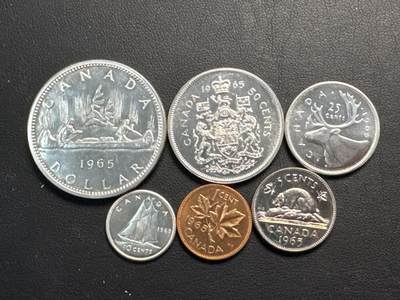 ❤️【币观天下】❤️ 第335期钱币拍卖- 2025.12.19周五晚上6点半场-长期征集拍品 - 加拿大1965年套币含5银UNC