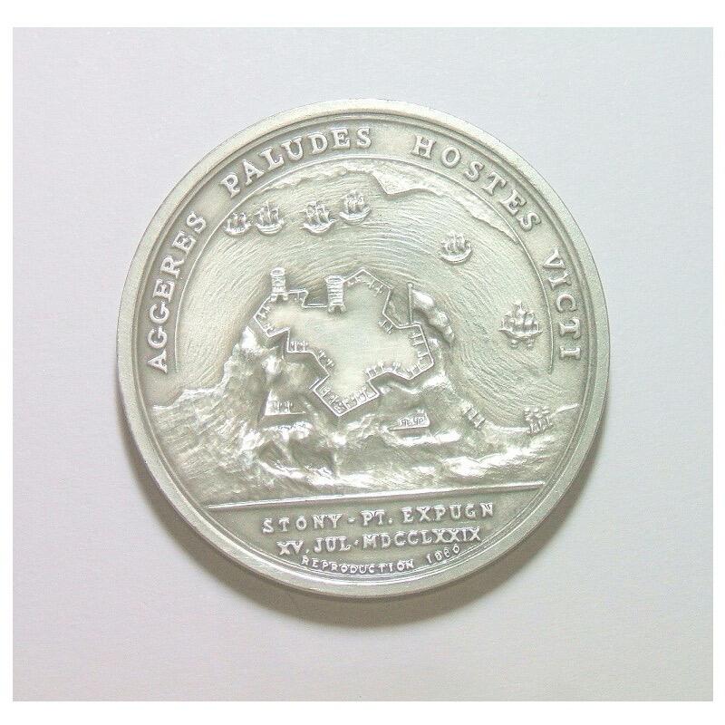 美国纪念1779年 独立战争斯托尼堡垒之战高浮雕精制大铜章 40MM