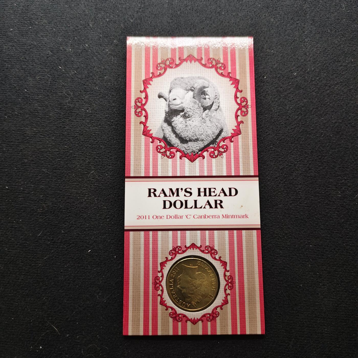【全场包邮】纯粹捡漏拍486场（免费代拍第23场） 澳大利亚2011年1元复刻1938年至1963年间发行的公羊1先令硬币C厂标堪培拉厂官方卡装纪念币