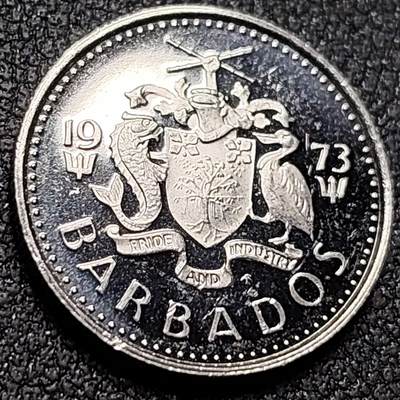 泉币菌-第149场-精品福利场 - 少见 原光美品  精制币 1973年巴巴多斯10分铜镍币  海鸥 18mm