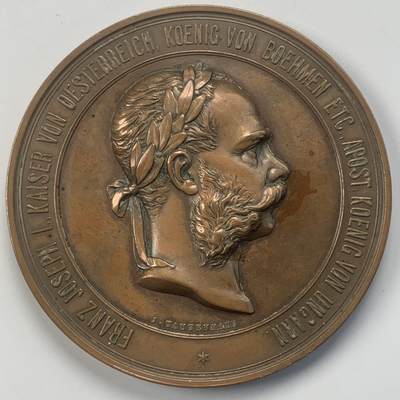 掌中浮雕-藏着的欧洲第046场 - 1873年奥地利维也纳世界博览会纪念大铜章，70mm，奥地利著名章牌雕刻家约瑟夫.托藤海因（Josef Tautenhayn）作品