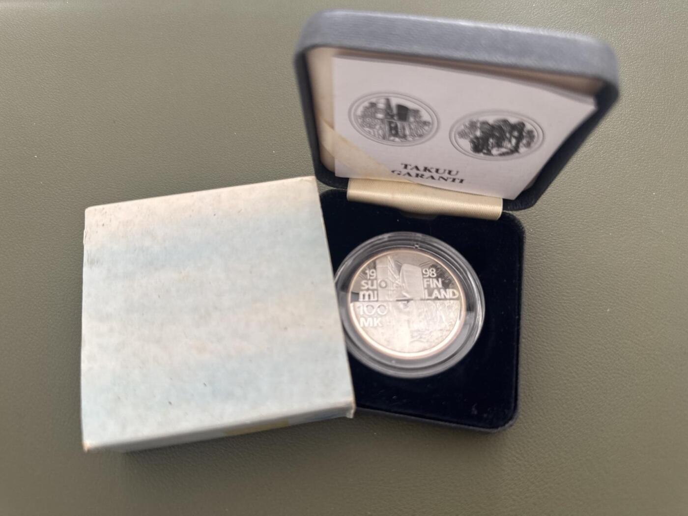 ❤️【币观天下】❤️ 第335期钱币拍卖- 2025.12.19周五晚上6点半场-长期征集拍品 芬兰1998年阿尔莫的艺术100马克精制纪念银币盒证齐全