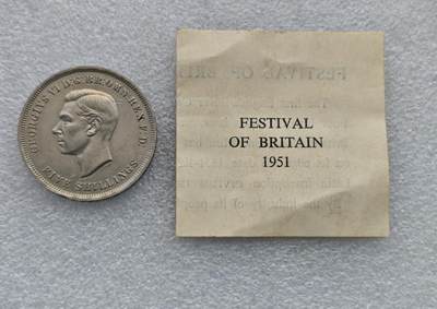 瓶子🏺第221期拍卖会 -  1951年英国乔治六世马剑克朗型纪念币  原盒原证