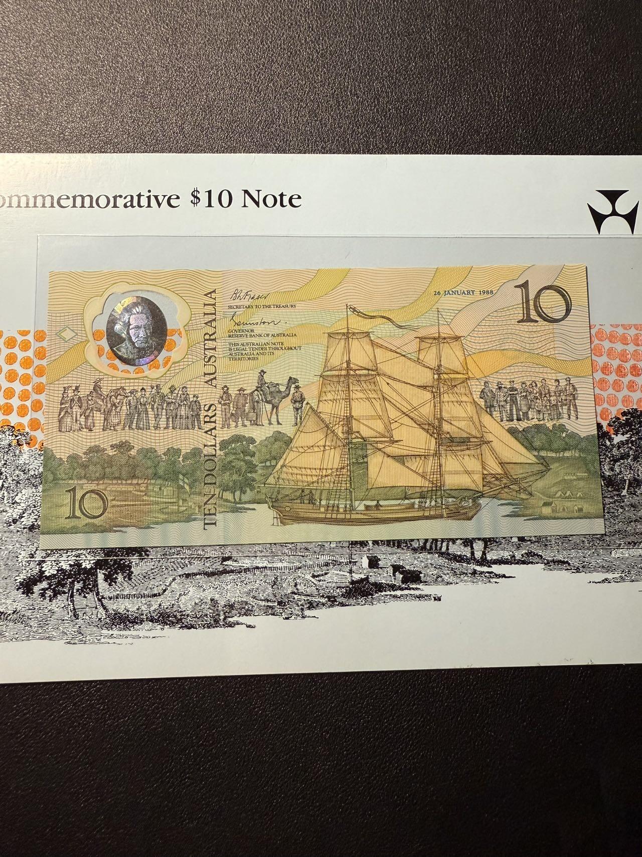 第14期 库存低价起拍 澳大利亚1988年10 纪念钞 AA冠带原册 全新unc