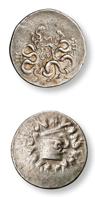 中贸圣佳2025年秋季拍卖会 众妙 - 公元前2-前1世纪 古希腊帕加马王国蛇蓝四德拉克马银币