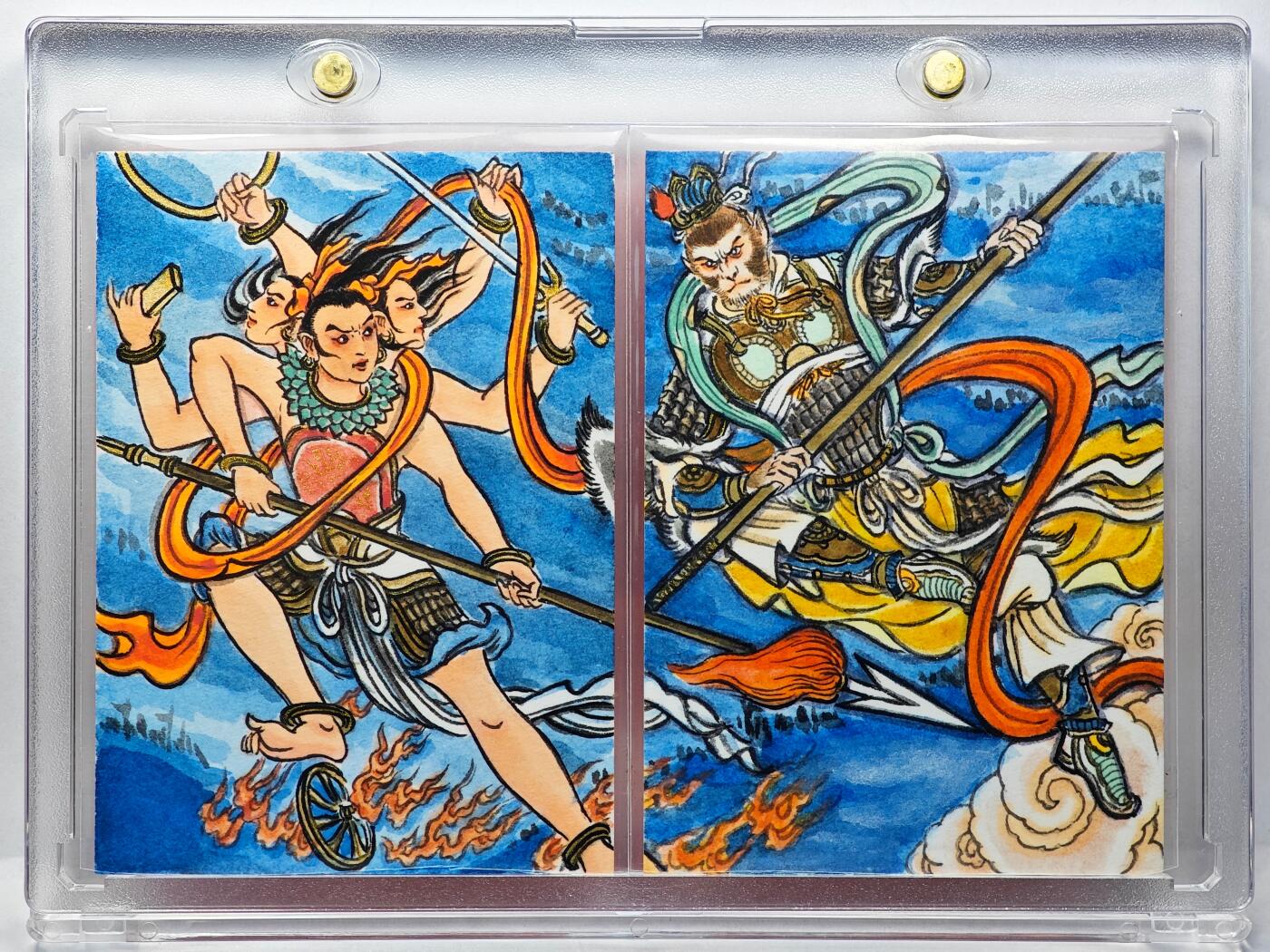 白泽拍卖卡牌手绘专场第30期（白金之夜 跨年大拍） 2025 卢艺丰手绘卡 双拼卡 孙悟空 哪吒  卢艺丰背签绘 卡砖封装