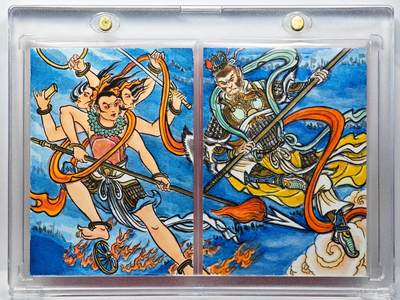 白泽拍卖卡牌手绘专场第30期（白金之夜 跨年大拍） - 2025 卢艺丰手绘卡 双拼卡 孙悟空 哪吒  卢艺丰背签绘 卡砖封装