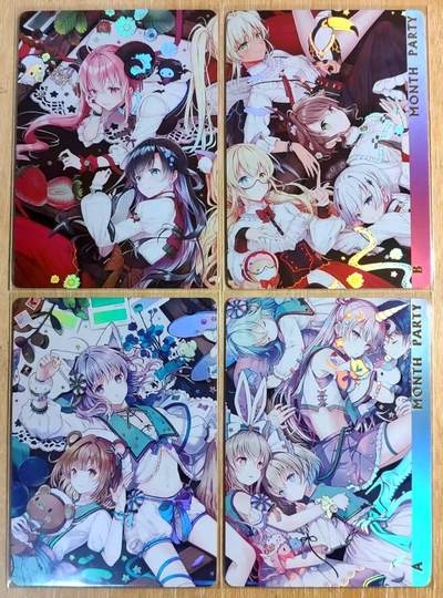 龙虎卡牌-六八场（无佣金，周六结拍，欢迎送拍） - 彩闪4张 京珞-月历少女合集 拼图卡2对