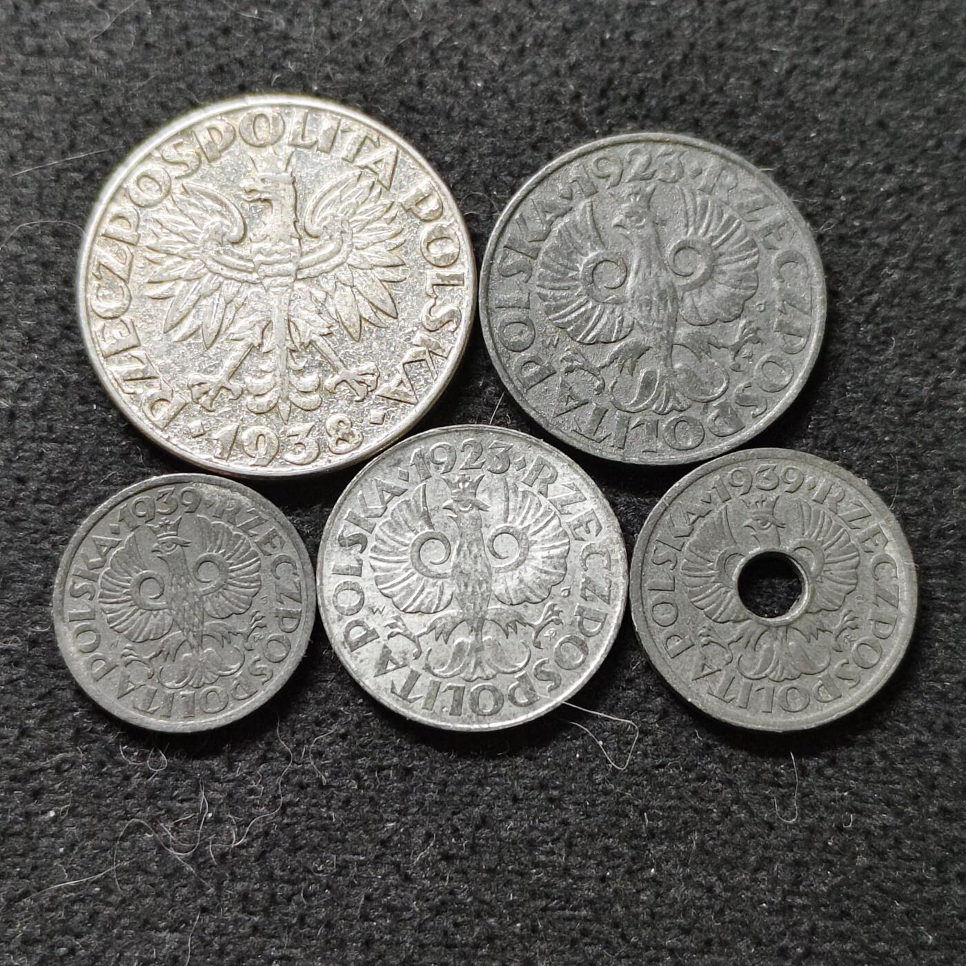 【全场包邮】纯粹捡漏拍486场（免费代拍第23场） 波兰1923-1939年早期好品相5枚套币