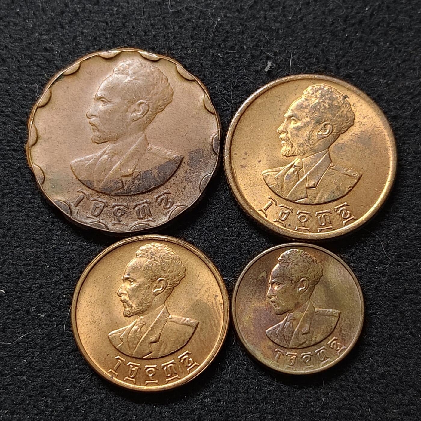 【全场包邮】纯粹捡漏拍486场（免费代拍第23场） 埃塞俄比亚1943-1944年海尔·塞拉西一世4枚套币