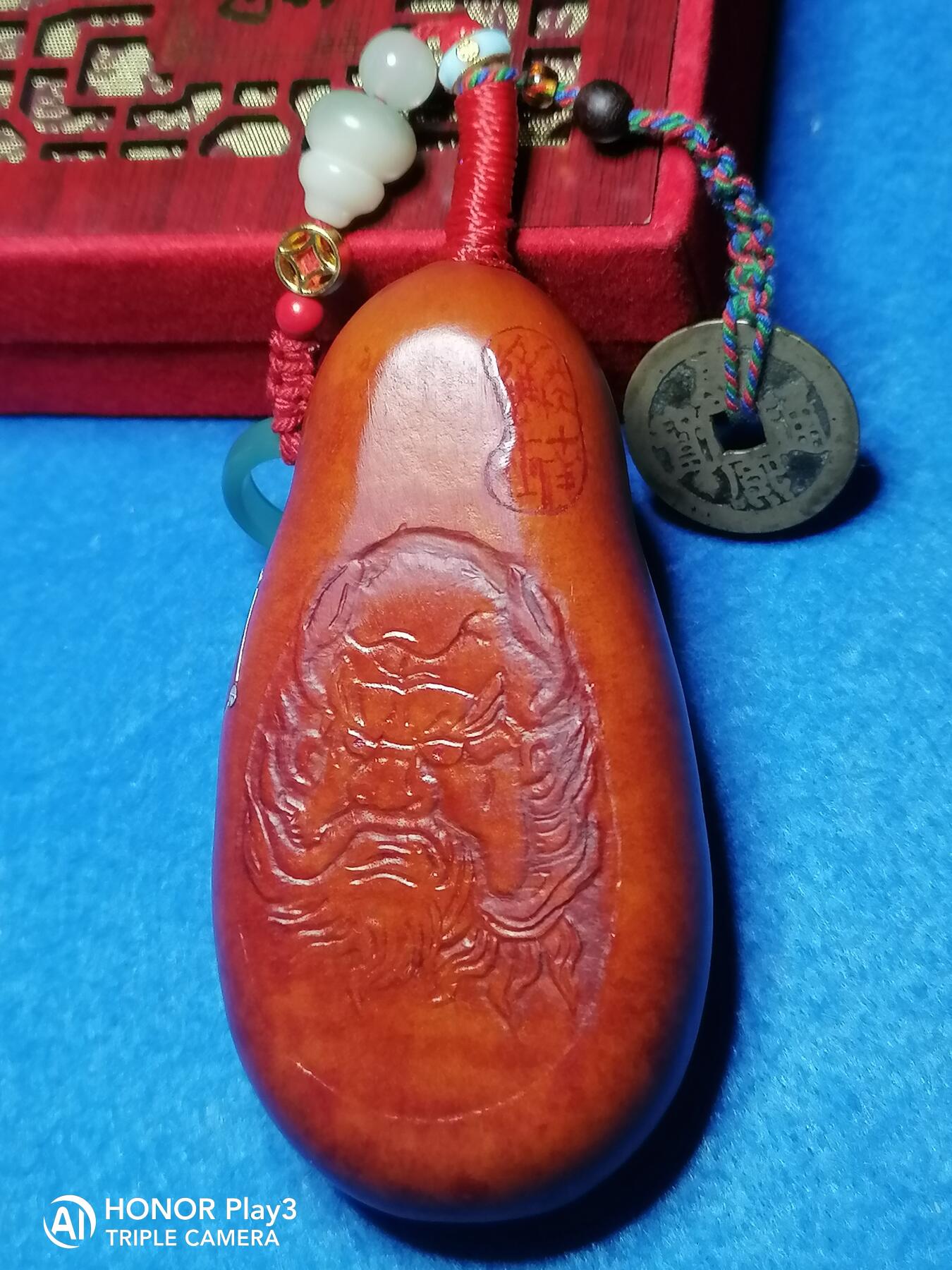 纯手工压花钟馗北斗龙葫芦把件