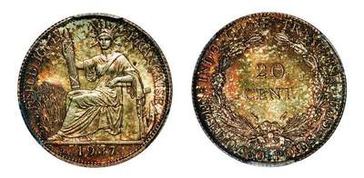 中贸圣佳2025年秋季拍卖会 众妙 - 1937年 法属印度支那坐洋贰角银币