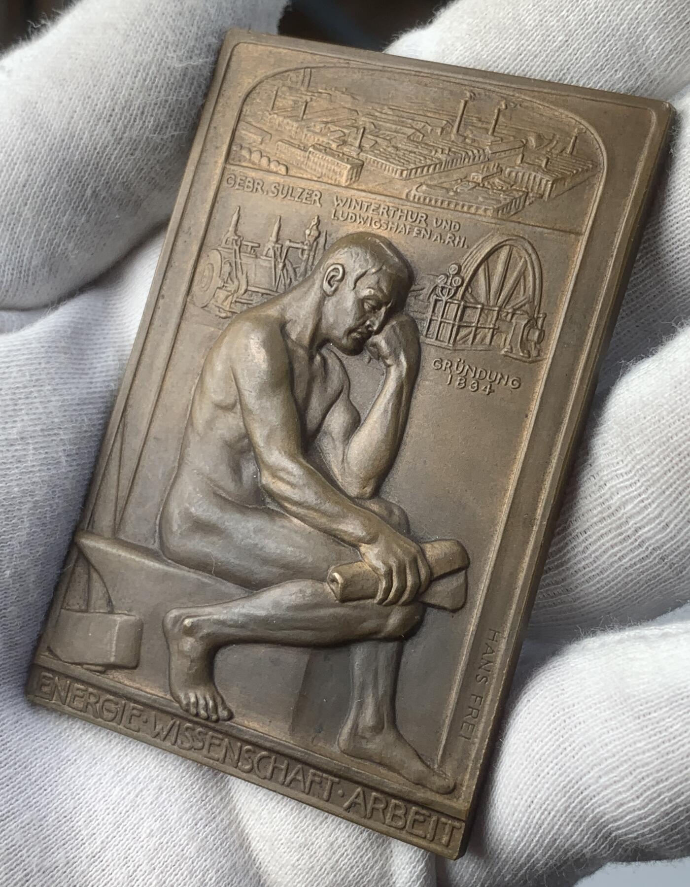 掌中浮雕-藏着的欧洲第046场 1906年瑞士约翰.雅各布百年诞辰纪念铜章，50.6*76.8mm，135.7g