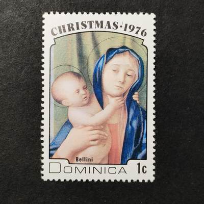 ↓君缘收藏684期☞钱币邮品↓无佣金、可寄存、满30元包邮  - 多米尼克邮票，1976年圣诞节·贝利尼绘画“圣母子”邮票