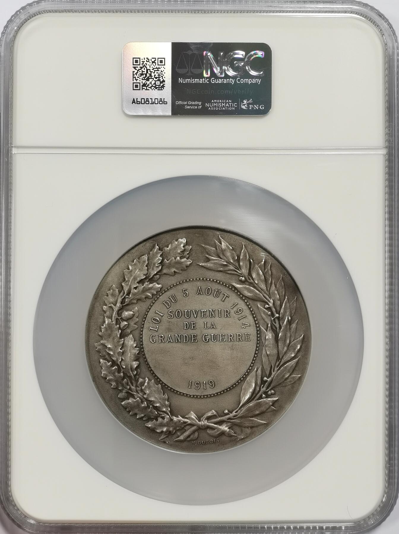 博洋堂世界钱币拍卖第153期（全场包邮） NGC MS64 法国1919年纪念一战巨大铜镀银章，69mm的玛丽安奴高浮雕非常震撼！