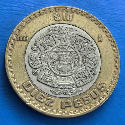 外国优质老铜币高银银币，周六九点倒数截拍，满百包邮，持续收拍 - 墨西哥2009年10比索双色币