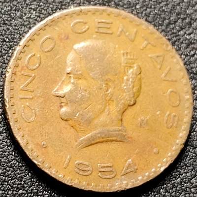 泉币菌-第150场-精品福利场 - 1954年  墨西哥5分大铜币 重6.5g 25.5mm