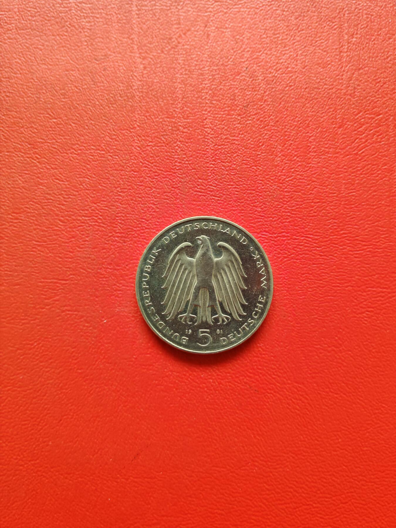 【云涧收藏】第八十四场 德国1981年5马克纪念币，UNC